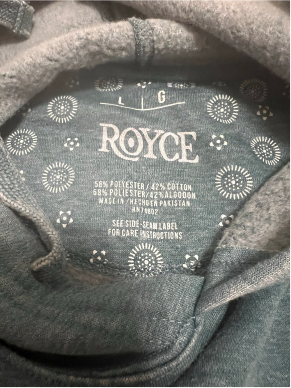 Women's Royce Washed Teal Hoodie Sweatshirt Size L - Picture 2 of 9